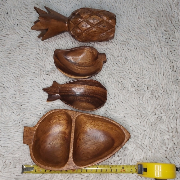 Wood trinket dishes and decor (4 pieces) - Picture 3 of 3